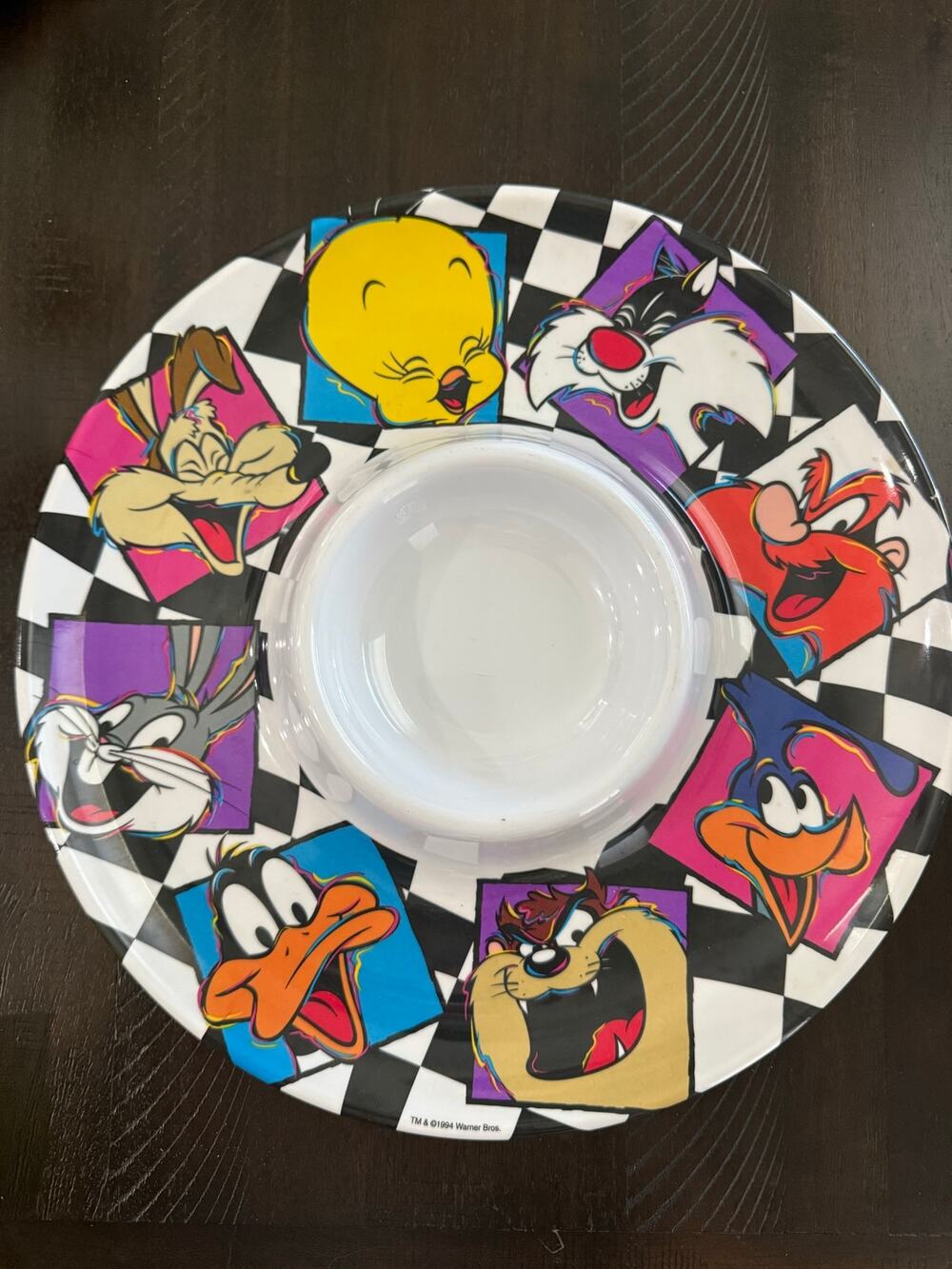 Vintage 1994 Looney Tunes Chip & Dip Serving Platter Warner Bros 12”